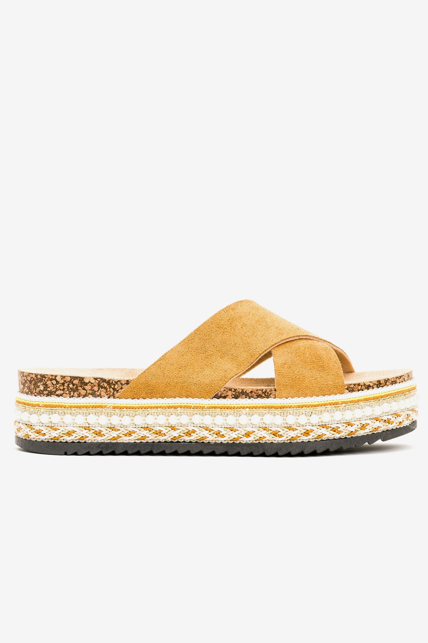 Sandalia Mujer Camel Ambar Chancleta Chancleta